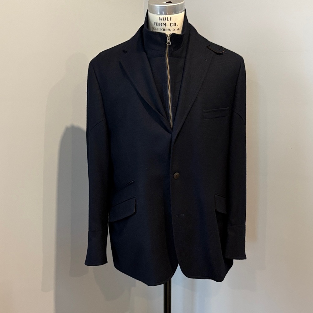 Men's Navy Sport Coat with Zip-Front Layer
